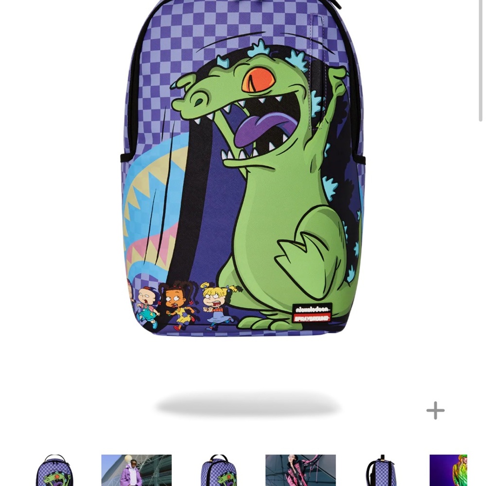 Sprayground Green and Purple Dinosaur Backpack